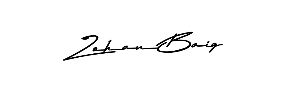 How to make Zohan Baig name signature. Use Asem Kandis PERSONAL USE style for creating short signs online. This is the latest handwritten sign. Zohan Baig signature style 9 images and pictures png