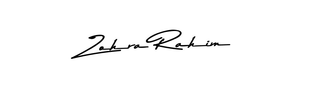 Create a beautiful signature design for name Zohra Rahim. With this signature (Asem Kandis PERSONAL USE) fonts, you can make a handwritten signature for free. Zohra Rahim signature style 9 images and pictures png