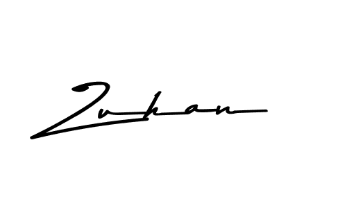 Make a beautiful signature design for name Zuhan. With this signature (Asem Kandis PERSONAL USE) style, you can create a handwritten signature for free. Zuhan signature style 9 images and pictures png