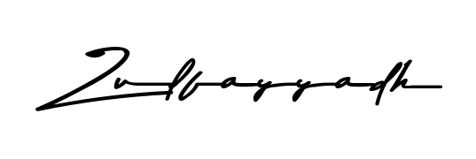 Create an unforgettable impression when signing with Zulfayyadh name styled in Asem Kandis PERSONAL USE typography. 100% free online generator. Zulfayyadh signature style 9 images and pictures png