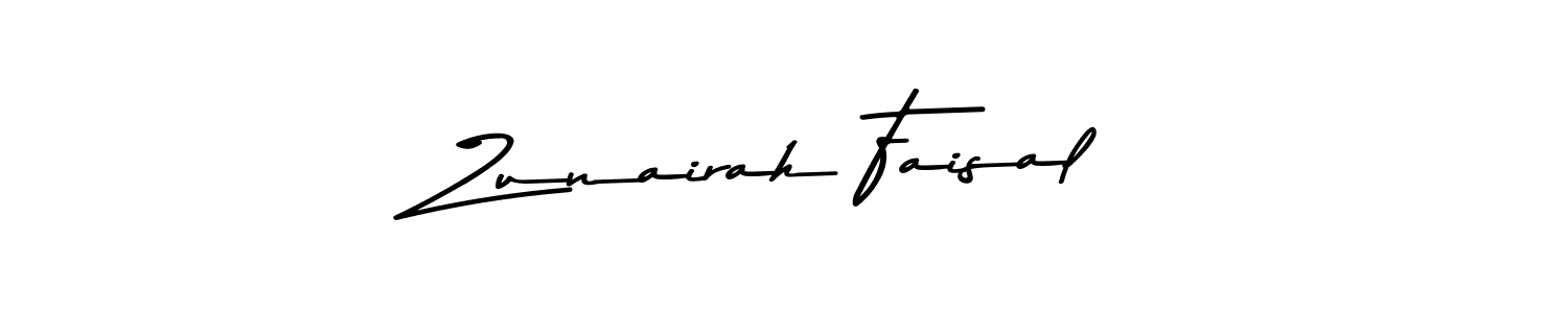 Create a beautiful signature design for name Zunairah Faisal. With this signature (Asem Kandis PERSONAL USE) fonts, you can make a handwritten signature for free. Zunairah Faisal signature style 9 images and pictures png