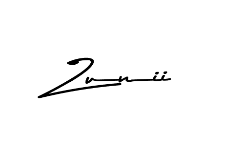 Create a beautiful signature design for name Zunii. With this signature (Asem Kandis PERSONAL USE) fonts, you can make a handwritten signature for free. Zunii signature style 9 images and pictures png